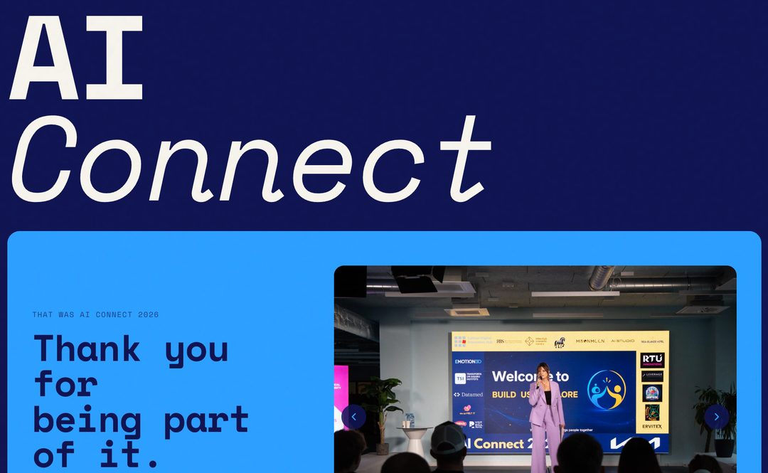 AI Connect 2026 organizers and community on stage in Riga